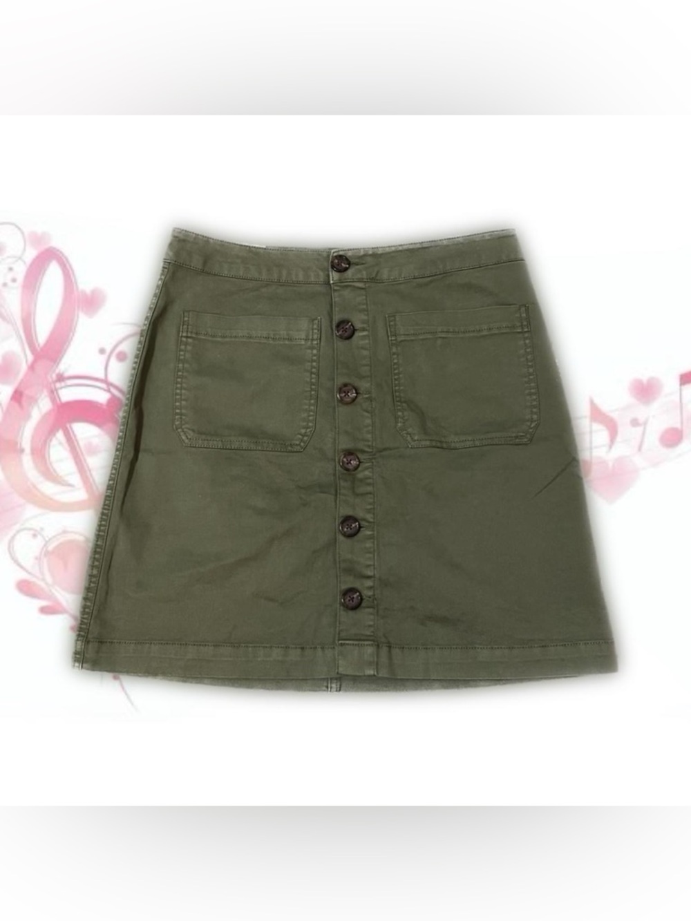 kensie olive green a-line skirt